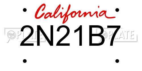 2N21B7 California License Plate