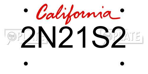 2N21S2 California License Plate