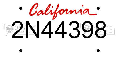 2N44398 California License Plate
