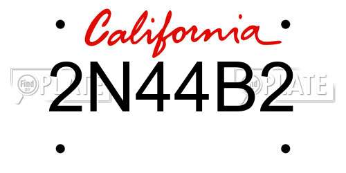2N44B2 California License Plate
