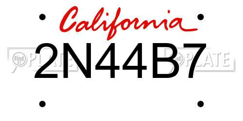 2N44B7 California License Plate
