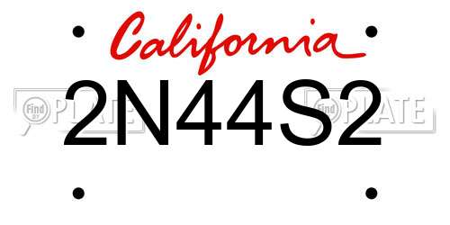 2N44S2 California License Plate