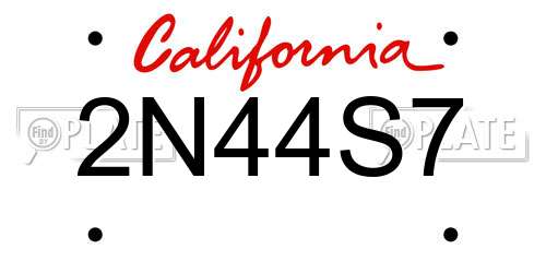 2N44S7 California License Plate