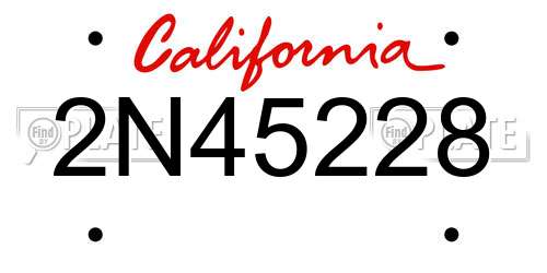2N45228 California License Plate