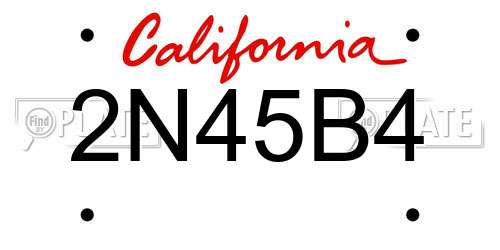 2N45B4 California License Plate