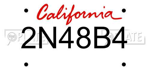 2N48B4 California License Plate