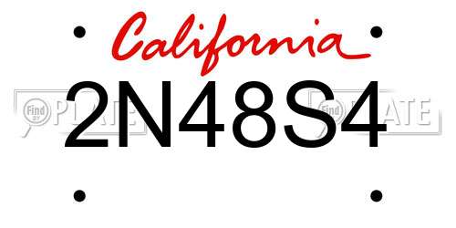2N48S4 California License Plate