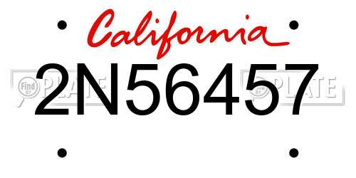 2N56457 California License Plate