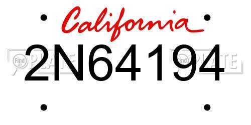 2N64194 California License Plate