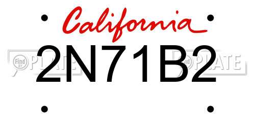 2N71B2 California License Plate