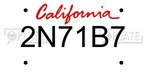 2N71B7 California License Plate