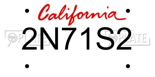 2N71S2 California License Plate