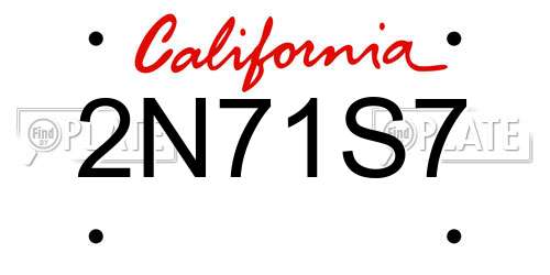 2N71S7 California License Plate