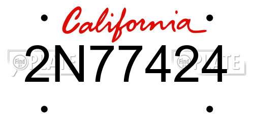 2N77424 California License Plate