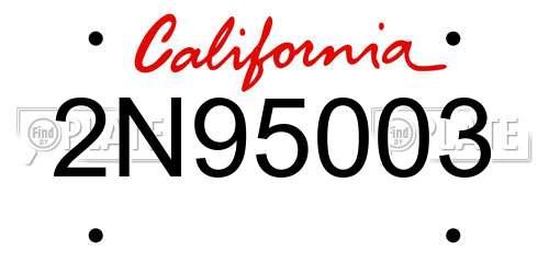 2N95003 California License Plate