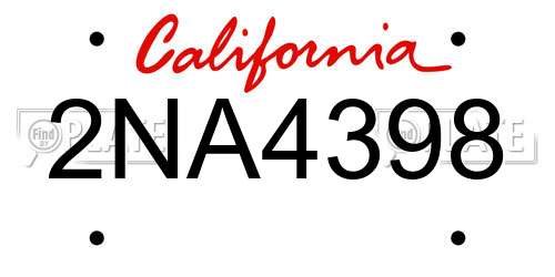 2NA4398 California License Plate