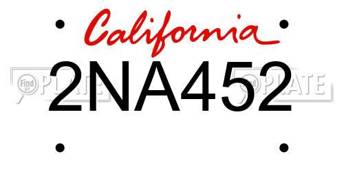 2NA452 California License Plate