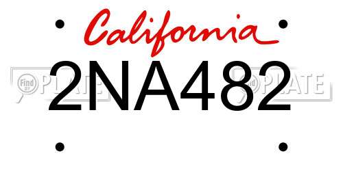 2NA482 California License Plate
