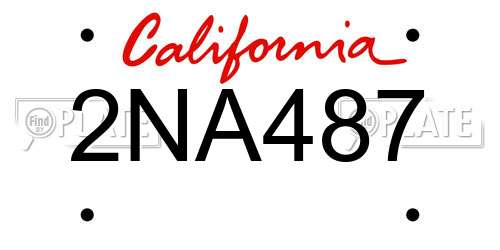 2NA487 California License Plate