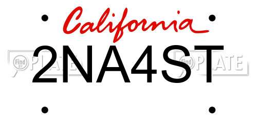 2NA4ST California License Plate