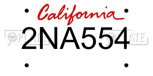 2NA554 California License Plate