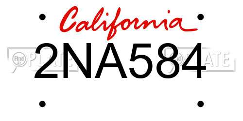 2NA584 California License Plate