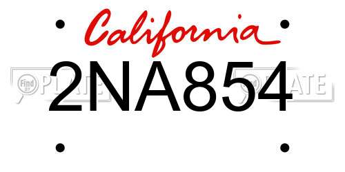 2NA854 California License Plate