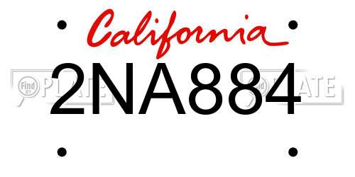 2NA884 California License Plate