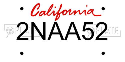2NAA52 California License Plate