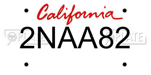 2NAA82 California License Plate