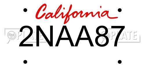 2NAA87 California License Plate
