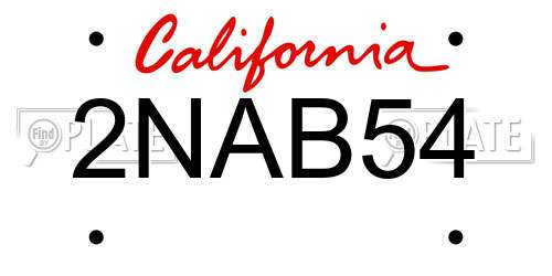 2NAB54 California License Plate