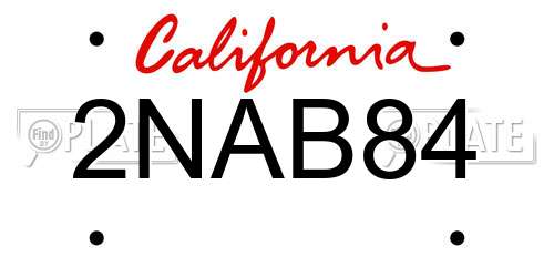 2NAB84 California License Plate