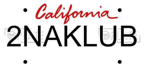 2NAKLUB California License Plate