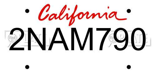 2NAM790 California License Plate