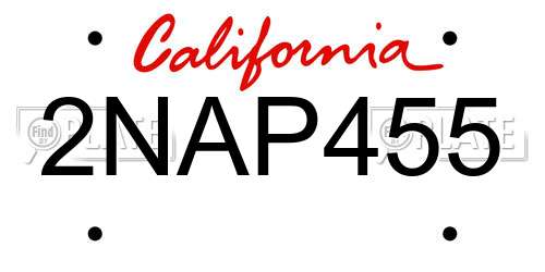 2NAP455 California License Plate