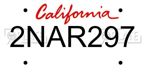 2NAR297 California License Plate