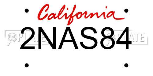 2NAS84 California License Plate