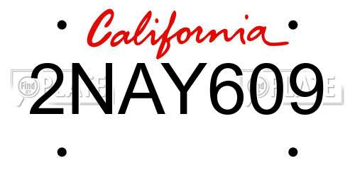 2NAY609 California License Plate