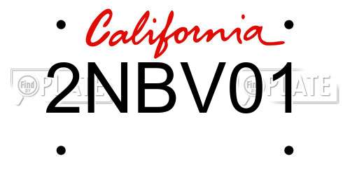 2NBV01 California License Plate