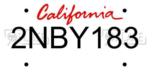 2NBY183 California License Plate