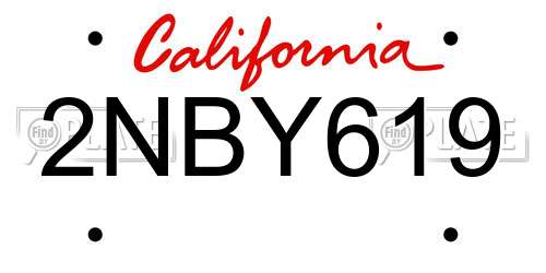 2NBY619 California License Plate