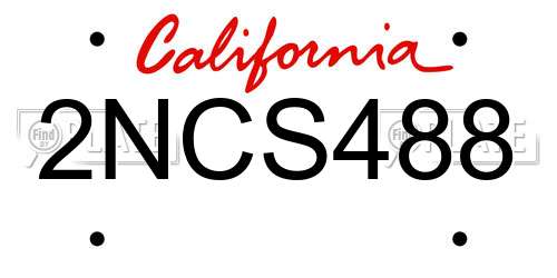 2NCS488 California License Plate