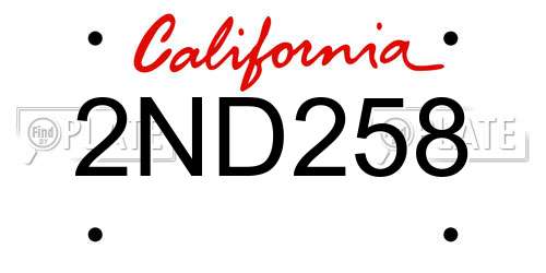 2ND258 California License Plate