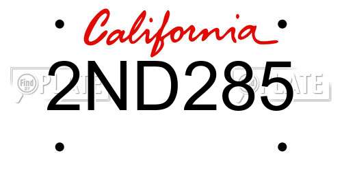 2ND285 California License Plate