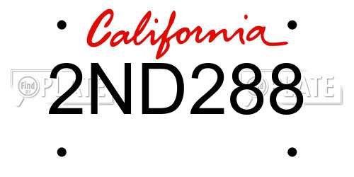 2ND288 California License Plate