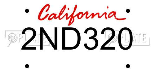 2ND320 California License Plate