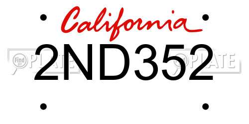 2ND352 California License Plate