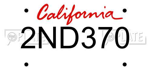 2ND370 California License Plate