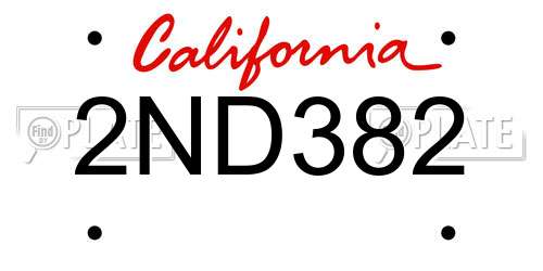 2ND382 California License Plate
